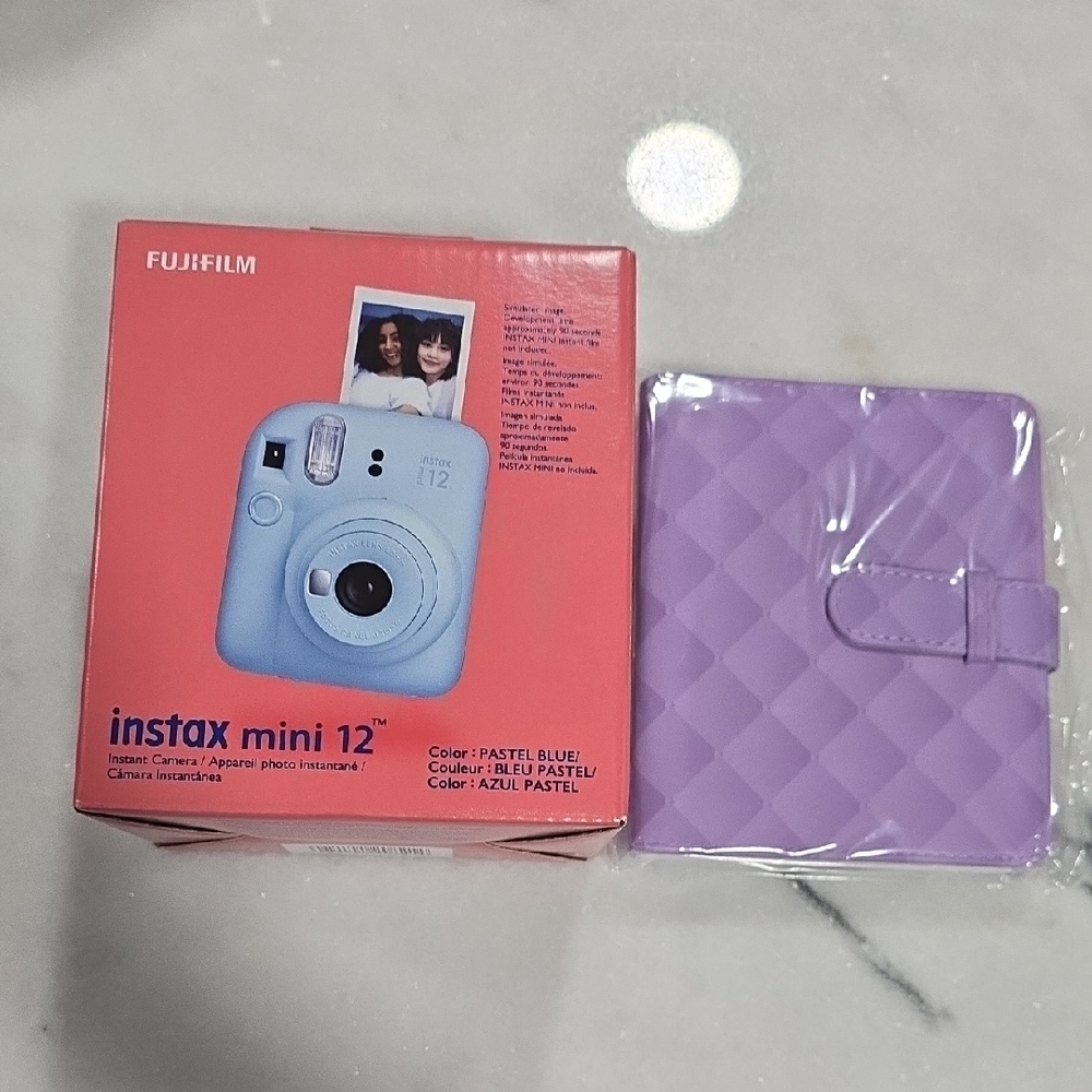 Fujifilm Instax Mini 12 in Blue with Quilted Purple Photobook Brand NEW IN BOX